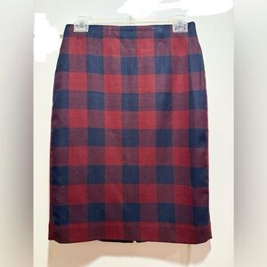 Ann Taylor wool burgundy and navy check pencil skirt 2